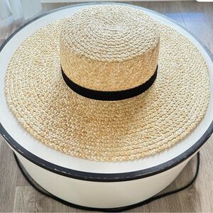 Lack of Color Wide Brim Straw Sun Hat with Black Band size small